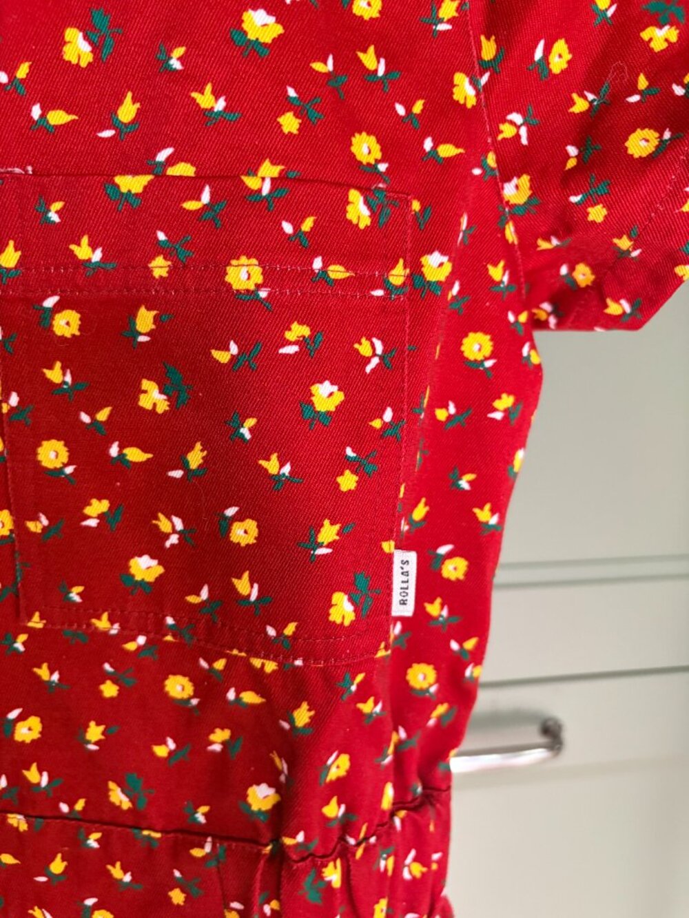 Rolla’s Alpine Floral Hamptons Romper Red Button Front Shorts Size M - Picture 4 of 6